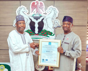 NAMA MD Farouk Umar (L), and Minister of Aviation Festus Keyamo (R)
