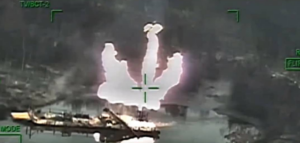 Bad wellhead observed ablaze with barge and crane destroyed