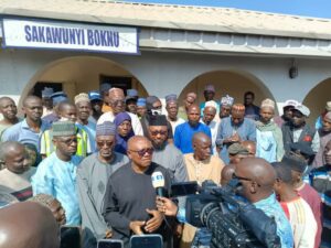 Peter  Obi speaking to the media