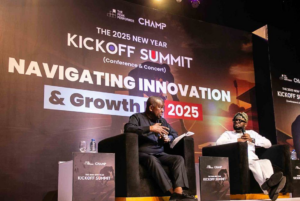Dr. Salami (left) and Mr. Avuru speaking at the Summit