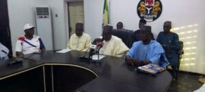 L-R: Kebbi State Commissioner for Information and Cultures, Alhaji Ahmed Yakubu Birnin Kebbi, Deputy Governor of Kebbi State, Senator Umar Abubakar Tafida, who is the Chairman of the Committee on the Festival and Special Adviser to Kebbi State Governor on Civil Service Matter,Alhaji Safiyyanu Garba Bena