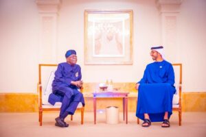 President Bola Tinubu arrived Abu Dhabi, United Arab Emirates on Sunday, January 12, 2025 and received by His Excellency Sheikh Shakhboot Nahyan Al Nahyan Cabinet Member and Minister of State in the Ministry of Foreign Affairs, UAE.