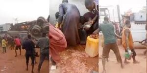 Again, Niger residents besiege fallen tanker to scoop groundnut oil
