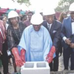 L-R- Prof. Lucian Chukwu; Prof Ogunsola; donor, Chief Fanimokun; Chief Olanipekun and Prof. Osinubi, at groundbreaking ceremony for SPGS building of UNILAG