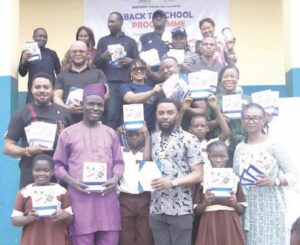Members of the club with the pupils