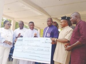 Presenting grants to various beneficiaries