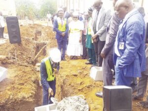 Prof. Tayo, laying foundation of the Bankers’ Hall