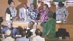 Swearing-in of Deputy Speaker, Lasbat Meranda as Obasa’s replacement at the Lagos State House of Assembly, Alausa on Monday