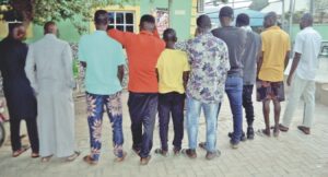 The suspects, shortly after their release from the corrrectional centres at Suleja, Keffi and Kuje