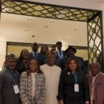L-R: Emmanuel Iza XEJet, Hon. Abdullahi Idris Garba-Chairman, House Committee On Aviation, Mrs. Helen Brume-Afrixe, Festus Keyamo SAN-Minister of Aviation, Dr. Nneka Onyeali-Ikpe- MD, Fidelity Bank, Sen. Abdulfatai Buhari-Chairman, Senate Committee On Aviation, Moore Ibekwe-Boeing. Back roll: L-R..Mrs. Tufano Mary-Directo Legal, NCAA, Capt. Chris Najomo, DG, NCAA