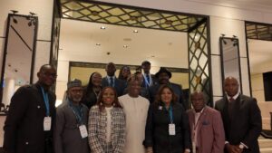 L-R: Emmanuel Iza XEJet, Hon. Abdullahi Idris Garba-Chairman, House Committee On Aviation, Mrs. Helen Brume-Afrixe, Festus Keyamo SAN-Minister of Aviation, Dr. Nneka Onyeali-Ikpe- MD, Fidelity Bank, Sen. Abdulfatai Buhari-Chairman, Senate Committee On Aviation, Moore Ibekwe-Boeing. Back roll: L-R..Mrs. Tufano Mary-Directo Legal, NCAA, Capt. Chris Najomo, DG, NCAA