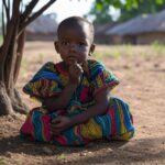 Out-of-school child in Nigerian village AI generated image