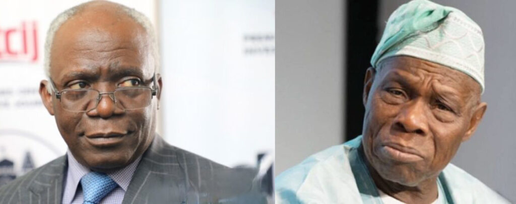 Falana (L), Obasanjo (R)
