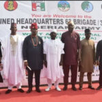 The General Officer Commanding (GOC) 6 Division of the Nigerian Army, Major General Jamal Abdussalam, (white in the middle) flanked by the Commander 63 Brigade, Brigadier General Ugochukwu Unachukwu and other senior military officers at the event