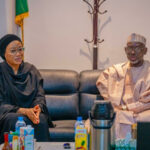 First Lady of Nigeria, Oluremi Tinubu with the Governor of Jigawa State, Umar Namadi during her visit to the family of the Governor over the death of his mother Hajia Maryam Namadi and the unfortunate death of his son, Abdulwahab in a car accident. The visit was on Saturday 11th January 2025