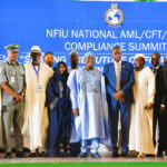Representative of Secretary to the Government of the Federation, George Akume (m),Chief Executive Officer, Nigerian Financial Intelligence Unit (NFIU), Hafsat Bakari, (left of SGF) with other stakeholders at the opening of the 2025 National Anti-Money Laundering, Counter-Financing of Terrorism and Proliferation Summit in Abuja