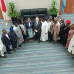 Head of the Civil Service of the Federation, Didi Walson-Jack, Director, UNDP Global Centre for Technology, Innovation and Sustainable Development, Singapore, Joe Hooper, (middle), flanked by State Heads of Service after the visit