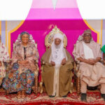 L-R: Wife of the Vice President of Nigeria Hajia Nana Shettima, First Lady of Nigeria Oluremi Tinubu, Emir of Ilorin, His Royal Majesty, Alhaji (Dr). Ibrahim Sulu- Gambari, Kwara State Governor Abdulrazaq, Abdulrahman, wife of the governor of Kwara State Olufolake Abdulrazaq, after the First Lady of Nigeria, paid a courtesy visit to the Emir of Ilorin on Tuesday 28th January 2025 in his palace in Kwara State