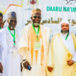 L-R: Algerian Delegation Representative, Sheikh Dr.Soltani Buoguerra; Prof. Abdulrazzaq Abdulmajeed Alaro,Islamic Law Department, University of Ilorin; Sheikh Imran Abdulmajeed Eleha, Conference Supervisor and Director-General, Daaru Na’I’m Academy for Shariah Sciences of Nigeria,; Dr. Awwad bin Sabti Al-Anazi, Undersecretary, Minister for Islamic Affairs, Saudi Arabia; and Dr. Bilal ElHallak, U.S. Delegation Representative at the 16th annual Islamic International conference organized by Daaru Na’im Academy for Sharia Science of Nigeria held in Lagos