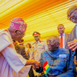 President Bola Tinubu exchanging pleasantries with former President of Ghana John Kufour. January 7, 2025