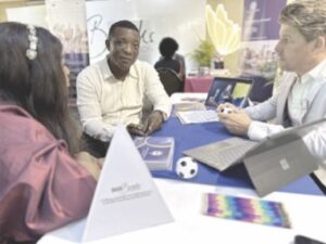 •A parent interacting with school officials
