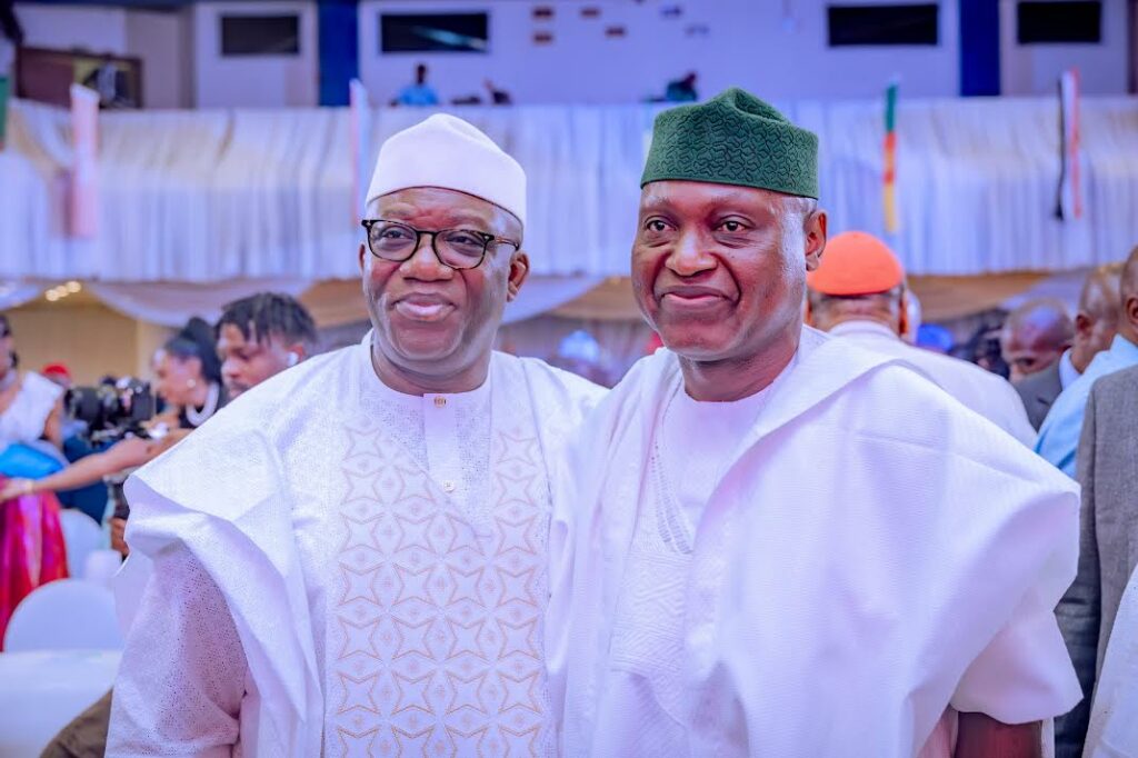 Ekiti State Governor, Biodun Oyebanji( right) and former Governor Kayode Fayemi