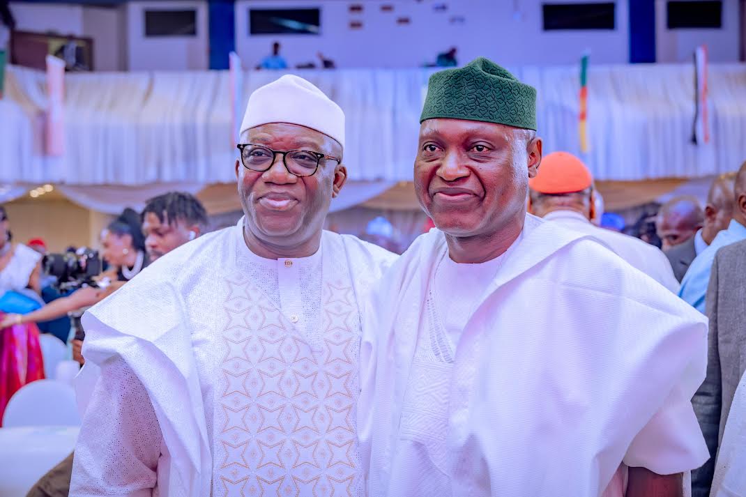 Ekiti State Governor, Biodun Oyebanji( right) and former Governor Kayode Fayemi