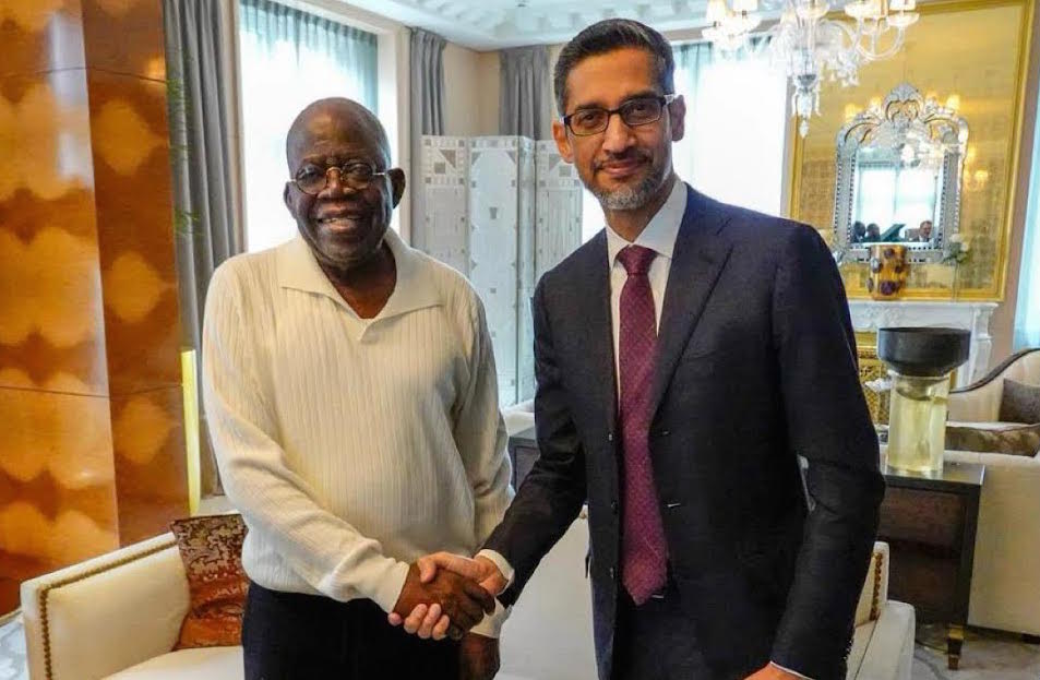 President Bola Tinubu with Google CEO Sundar Pichai in Paris
