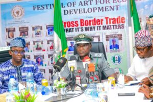 Customs Area Controller, Ogun 1 Area Command, Mohammed Shuaib, at the Festival of Arts held at the Idiroko border post