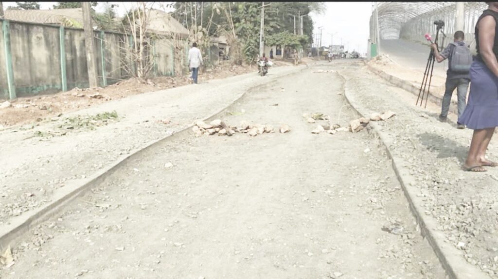 A portion of the highway dug for rehabilitation and abandoned