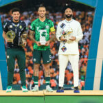 ABIDJAN, COTE D I VOIRE – FEBRUARY 11: Ronwen Heyden Williams of South AFrica, William Ekong and Emilio Nsue Lopez of Eq