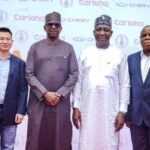 NSC chairman, Mallam Shehu Dikko (second from left), NFF President, Alhaji Ibrahim Gusau (second from right), Long (left)and Adigun (right)