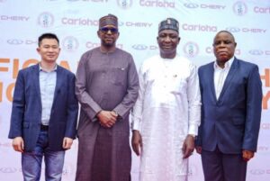 NSC chairman, Mallam Shehu Dikko (second from left), NFF President, Alhaji Ibrahim Gusau (second from right), Long (left)and Adigun (right)