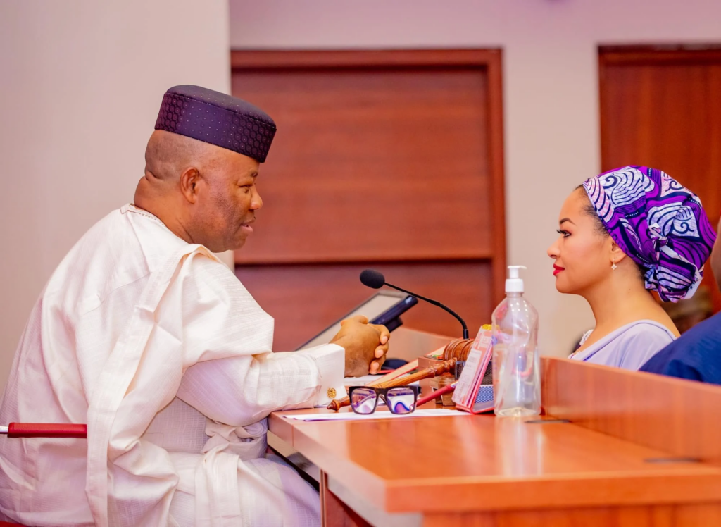 Akpabio (L), Akpoti-Uduaghan (R)