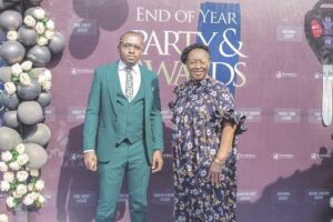 Onyekachi with Powells’ brand ambassador, Patience Ozokwor, at a function