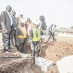Prof Tayo and others at the groundbreaking.
