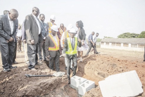 Prof Tayo and others at the groundbreaking.