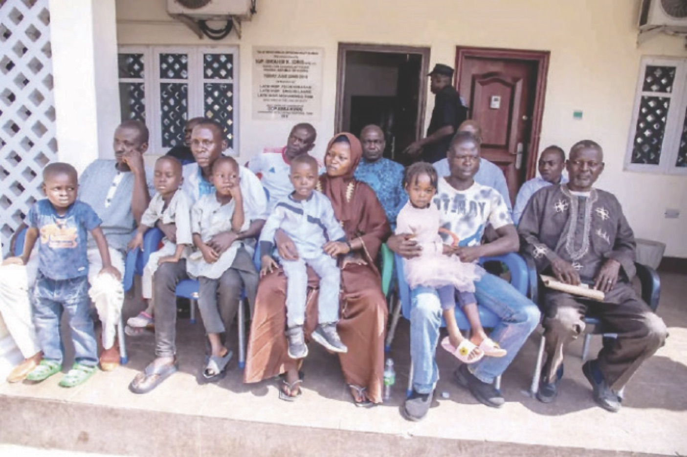 Some of the recovered children with their families