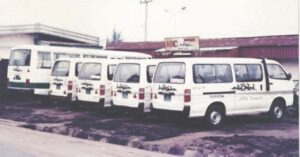 The five ABC Transport buses that made the first trips from Owerri to Lagos on February 13, 1993