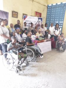 The inmates receiving the donation from Rotary club