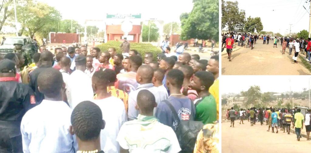 students-of-joseph-sarwuan-tarka-university-jostum-benue-state-protesting-over-the-kidnap-of-their-school-mates-yesterday