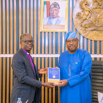 Secretary to the Government of the Federation, George Akume, with the President of Management of the Fellowship of Churches of Christ in Nigeria also known as Tarayyar Ekklesiyoyin Kristi A Nigeria (TEKAN) in Abuja