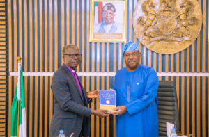 Secretary to the Government of the Federation, George Akume, with the President of Management of the Fellowship of Churches of Christ in Nigeria also known as Tarayyar Ekklesiyoyin Kristi A Nigeria (TEKAN) in Abuja