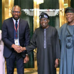 President Bola Tinubu, Minister for Finance and Coordinating Minister of the Economy, Wale Edun, Chief Executive Officer Flutterwave, Olugbenga Agoola and CEO Alami Capital, Olu Seun Olufemi-White, after a  Meeting at the Presidential Villa Abuja on Saturday 22/ 02/2025