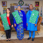 United Nations Children’s Funds (UNICEF) Country Representative, Cristian Munduate; Minister of Women Affairs, Imaan Sulaiman-Ibrahim; and UNICEF Regional Director, West and Central Africa, Gilles Fagninou during a courtesy visit to the Minister in Abuja on Tuesday