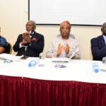 L-R: Prof. Chiso Nduke-Okafor; Prof. Joseph Abugu, SAN (keynote speaker); Mr. Tunji Bello, Executive Vice Chairman/CEO of Federal Competition and Consumer Protection Commission; Justice Benedict Kanyip, President of National Industrial Court of Nigeria, at a seminar to mark the 2025 World Consumer Rights Day and the National Young Consumer Contest Award ceremony in Abuja on Wednesday