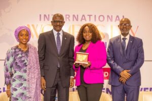 L-R: Executive Director, Business Development, Nigeria Export-Import Bank, Stella Okotete; Managing Director, NEXIM, Abba Bello; former Minister of Finance, Kemi Adeosun; and Executive Director, Corporate Services, Ibrahim Gaga at the NEXIM International Women’s Day 2025 Conference held at Abuja Continental Hotel on Tuesday