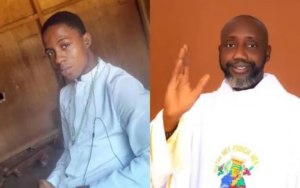 Fr. Philip Ekweli (right) and a major Seminarian (left), abducted from a Parish Rectory on March 3. Credit- Catholic Diocese of Auchi