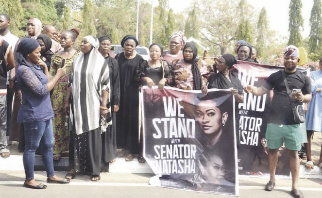 Protests rally in support of Senator Natasha Akpoti, demanding the removal of Senator Godswill Akpabio over sexual harassment allegations at the National Assembly in Abuja