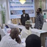 National Human Rights Commission (NHRC) Director of Monitoring, Benedict Agwu who represented the Executive Secretary, Dr Tony Ojukwu speaking at the training in Maiduguri Thursday